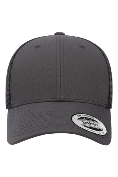 Yupoong Hats 6601 Mens Elite Snapback Hat Charcoal Grey/Black Flat Front