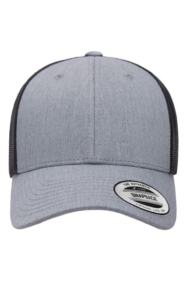 Yupoong Hats 6601 Mens Elite Snapback Hat Heather Grey/Black Flat Front