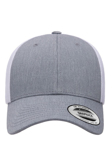 Yupoong Hats 6601 Mens Elite Snapback Hat Heather Grey/White Flat Front