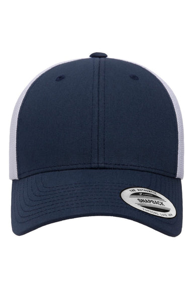Yupoong Hats 6601 Mens Elite Snapback Hat Navy Blue/White Flat Front