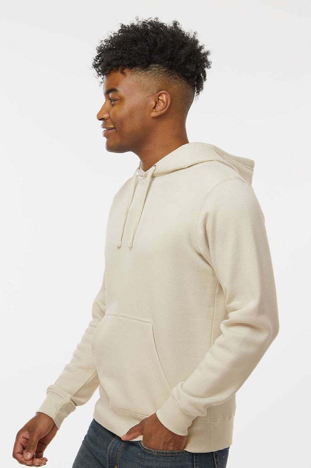 J America 8720 Mens BTB Fleece Hooded Sweatshirt Hoodie w/ Pouch Pocket Oyster Model Side