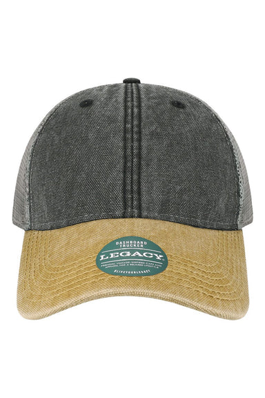 Legacy Hats DTA Mens Dashboard Snapback Trucker Hat Black/Camel/Grey Flat Front