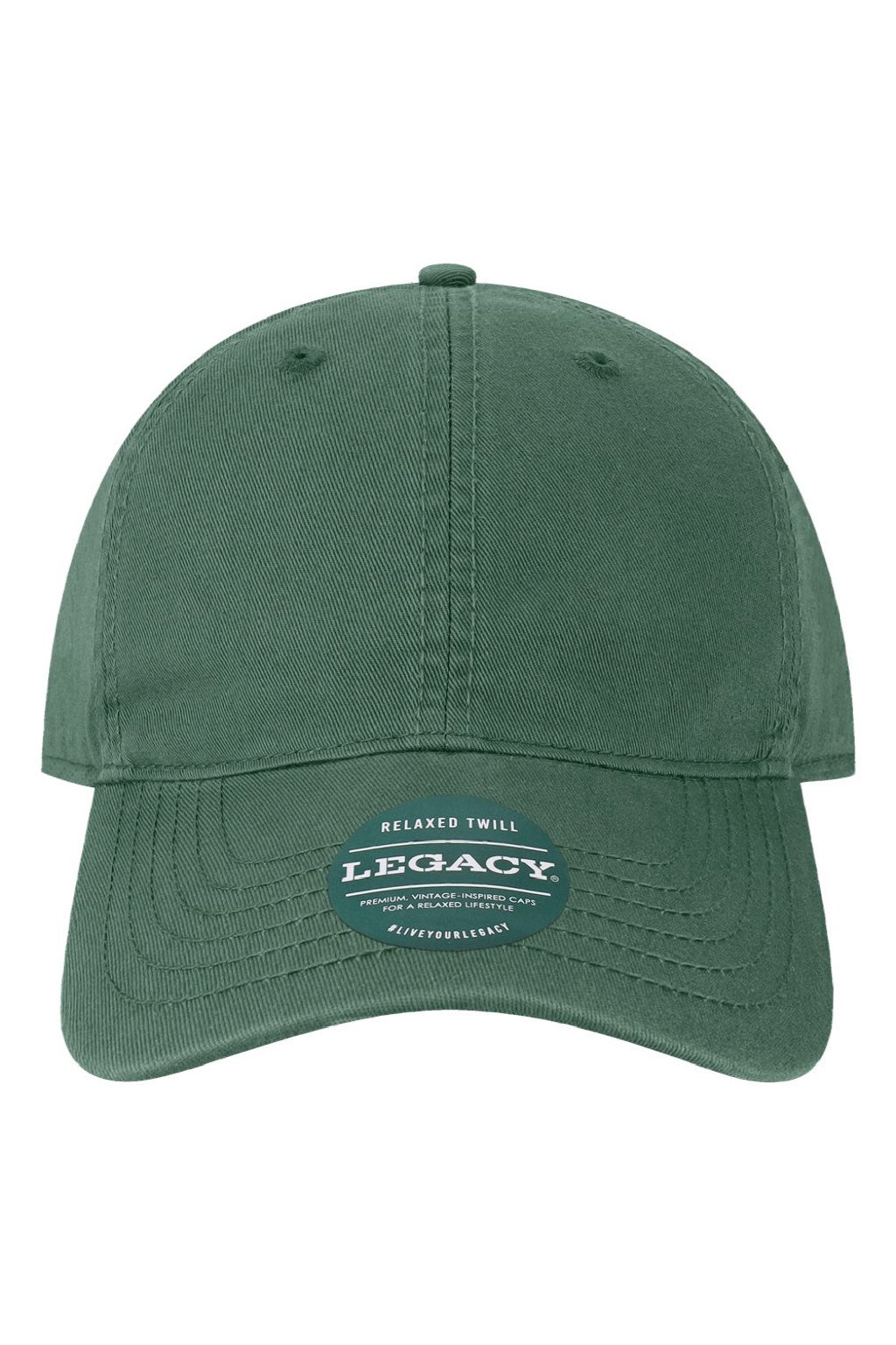 Legacy Hats EZA Mens Relaxed Twill Adjustable Dad Hat Spruce Green Flat Front
