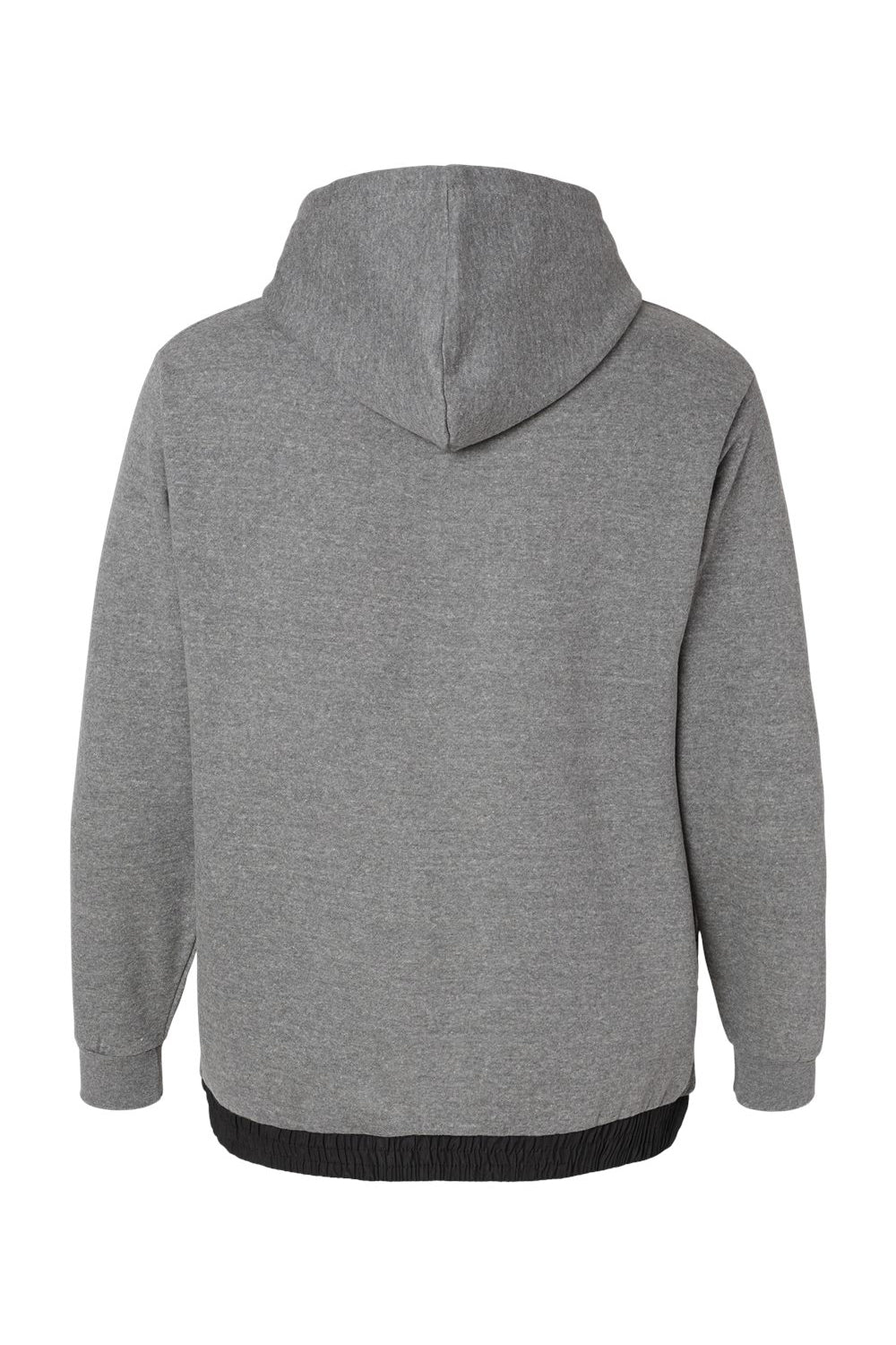MV Sport 23112 Mens Mixed Media Hooded Sweatshirt Hoodie w/ Pocket Graphite Grey/Black Flat Back