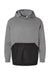 MV Sport 23112 Mens Mixed Media Hooded Sweatshirt Hoodie w/ Pocket Graphite Grey/Black Flat Front