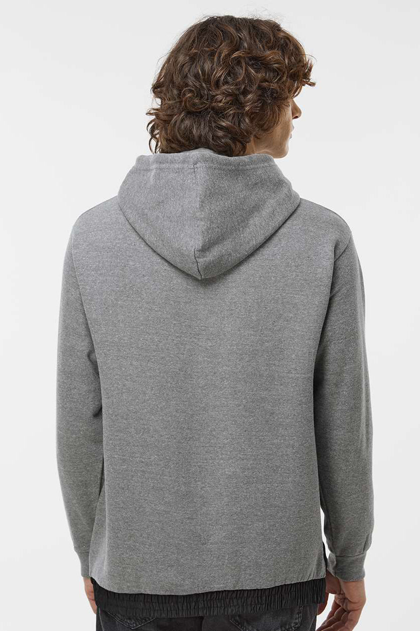 MV Sport 23112 Mens Mixed Media Hooded Sweatshirt Hoodie w/ Pocket Graphite Grey/Black Model Back