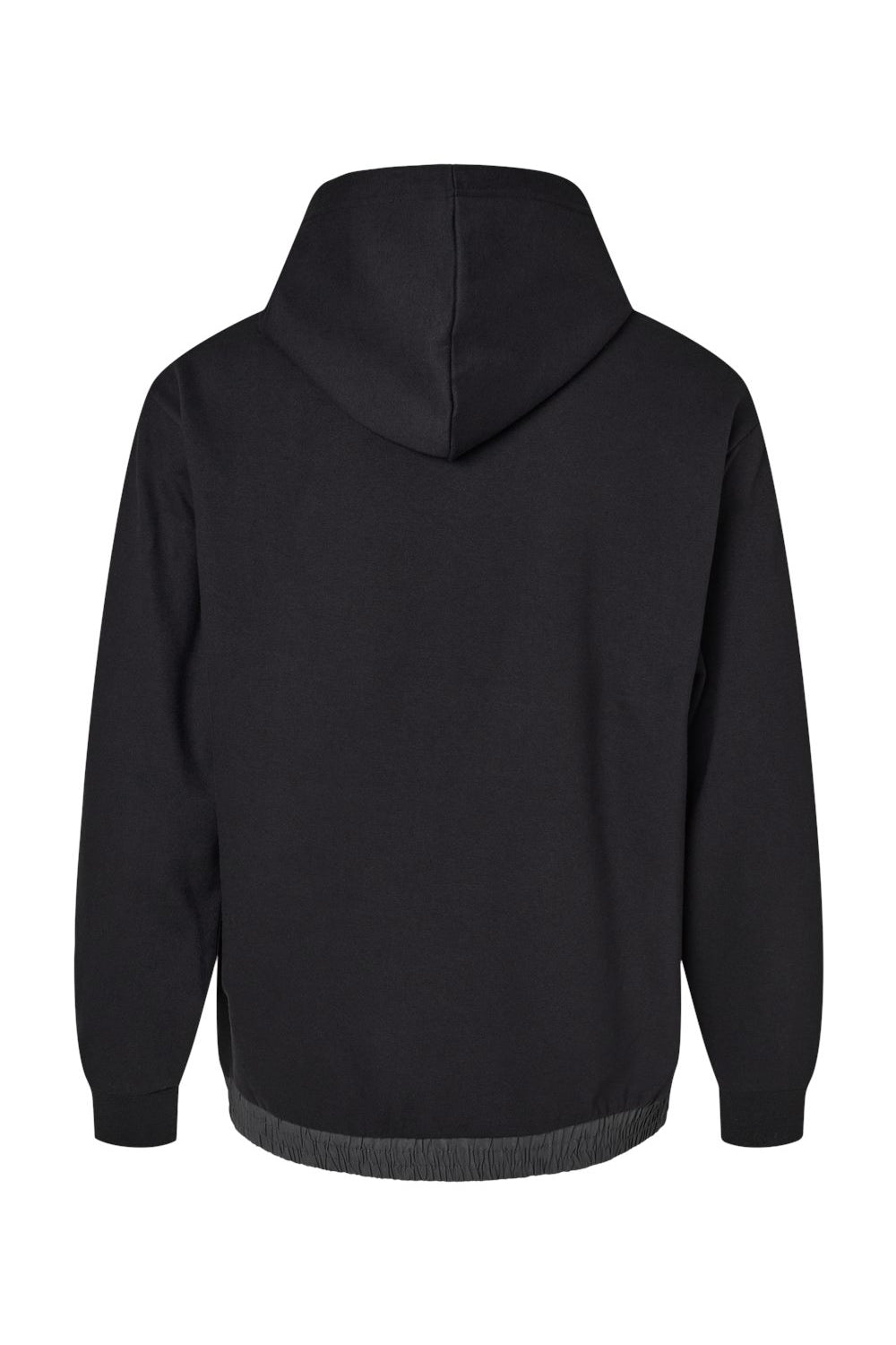 MV Sport 23112 Mens Mixed Media Hooded Sweatshirt Hoodie w/ Pocket Black/Charcoal Grey Flat Back