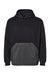 MV Sport 23112 Mens Mixed Media Hooded Sweatshirt Hoodie w/ Pocket Black/Charcoal Grey Flat Front