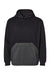 MV Sport 23112 Mens Mixed Media Hooded Sweatshirt Hoodie Black/Charcoal Grey Flat Front