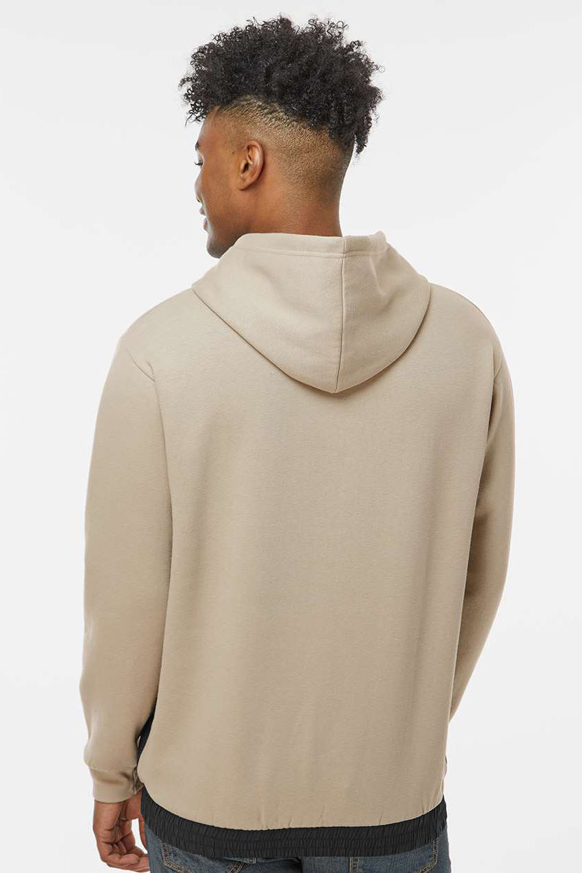 MV Sport 23112 Mens Mixed Media Hooded Sweatshirt Hoodie w/ Pocket Atmosphere/Black Model Back