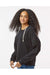 MV Sport W23101 Womens Angel Fleece Crop Hooded Sweatshirt Hoodie Black Model Side