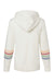 MV Sport W22732 Womens Striped Sleeves Full Zip Hooded Sweatshirt Hoodie w/ Pockets Ivory Flat Back
