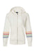 MV Sport W22732 Womens Striped Sleeves Full Zip Hooded Sweatshirt Hoodie w/ Pockets Ivory Flat Front