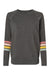MV Sport W23152 Womens Striped Sleeves Crewneck Sweatshirt Charcoal Grey Flat Front