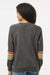 MV Sport W23152 Womens Striped Sleeves Crewneck Sweatshirt Charcoal Grey Model Back