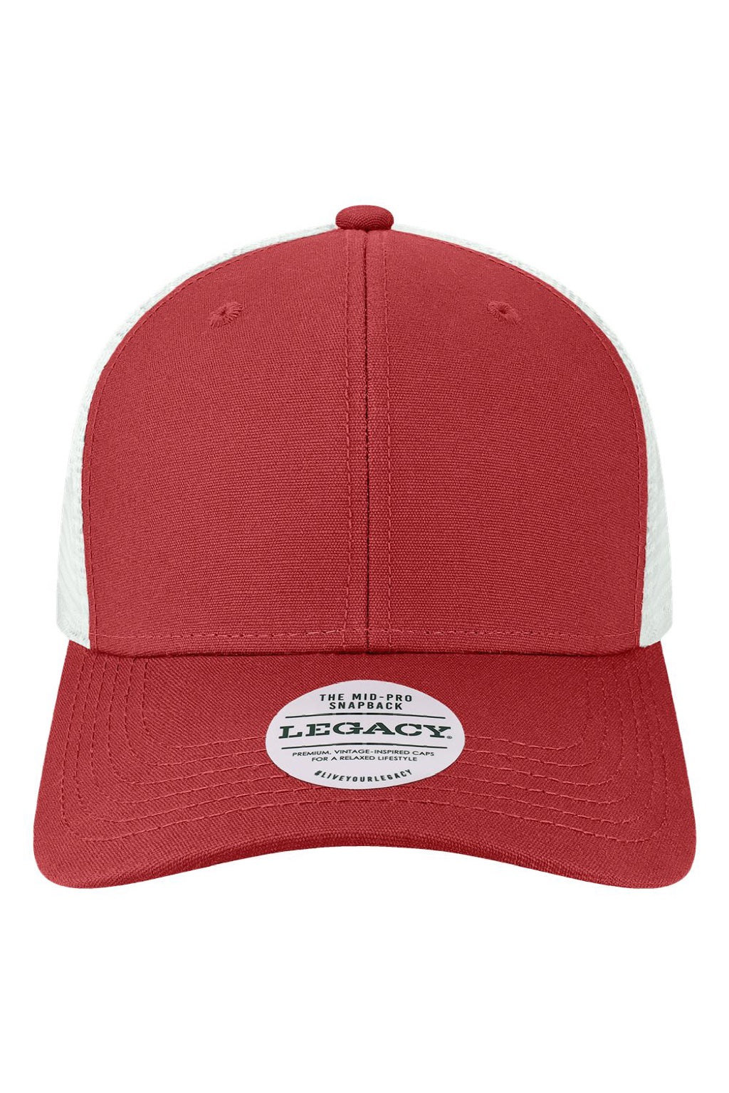Legacy Hats MPS Mens Mid Pro Snapback Trucker Hat Cardinal Red/White Flat Front
