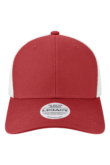 Legacy Hats MPS Mens Mid Pro Snapback Trucker Hat Cardinal Red/White Flat Front