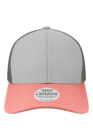 Legacy MPS Mens Mid Pro Snapback Trucker Hat Light Grey/Salmon/Dark Grey Flat Front