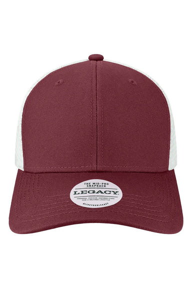 Legacy Hats MPS Mens Mid Pro Snapback Trucker Hat Maroon/White Flat Front