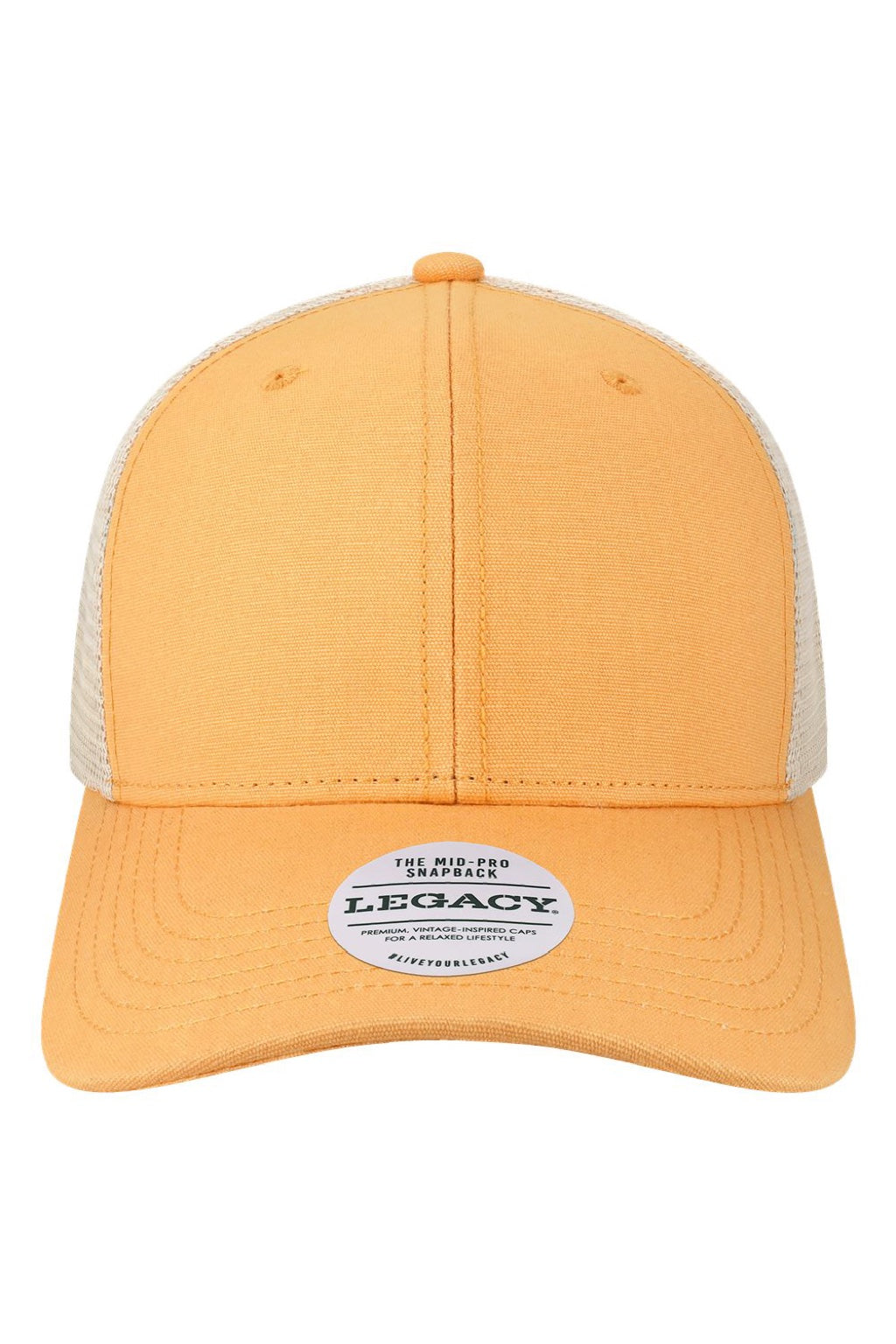 Legacy Hats MPS Mens Mid Pro Snapback Trucker Hat Peach/Stone Flat Front