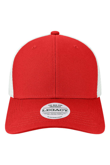 Legacy MPS Mens Mid Pro Snapback Trucker Hat Scarlet Red/White Flat Front