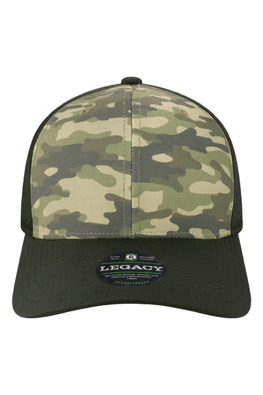 Legacy Hats REMPA Mens Reclaim Mid Pro Moisture Wicking Adjustable Hat Dark Olive Green Camo/Black Flat Front