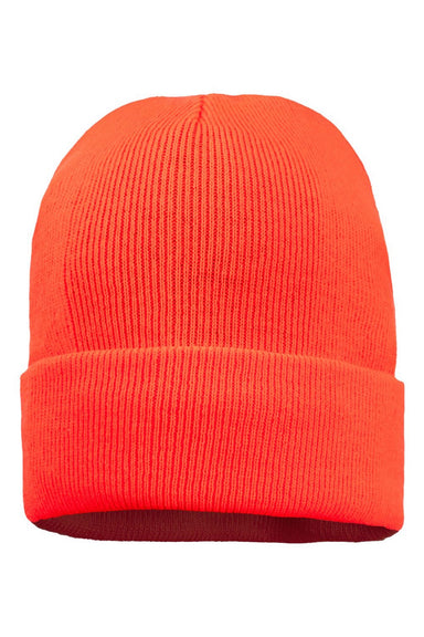 Sportsman Hats SP12FL Mens Fleece Lined Cuffed Beanie Blaze Orange Flat Front