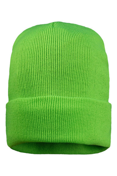 Sportsman Hats SP12FL Mens Fleece Lined Cuffed Beanie Neon Green Flat Front