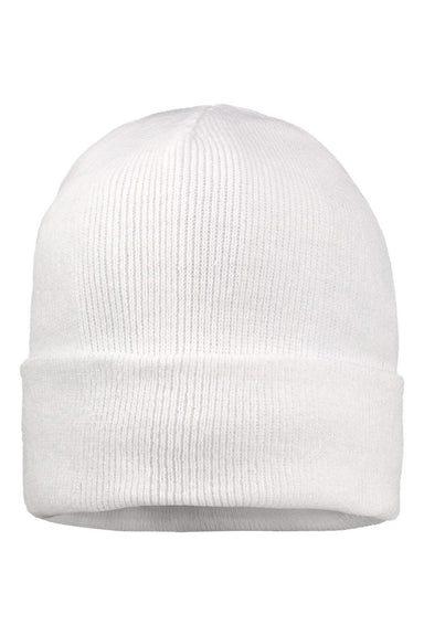Sportsman Hats SP12FL Mens Fleece Lined Cuffed Beanie White Flat Front