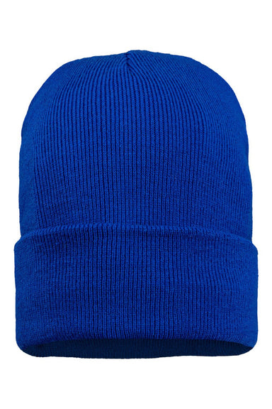 Sportsman Hats SP12JL Mens Jersey Lined Cuffed Beanie Royal Blue Flat Front
