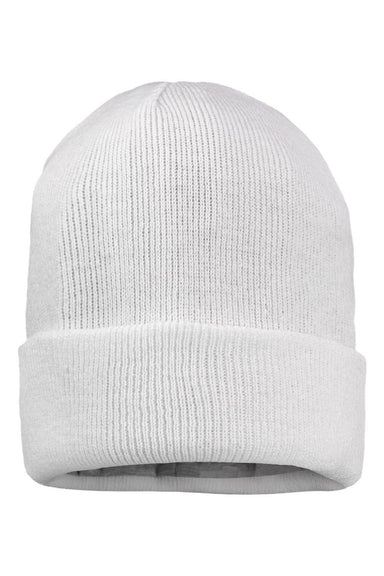 Sportsman Hats SP12JL Mens Jersey Lined Cuffed Beanie White Flat Front