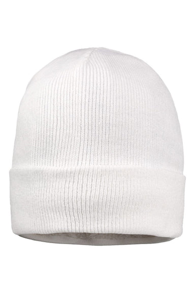 Sportsman Hats SP12SL Mens Sherpa Lined Cuffed Beanie White Flat Front