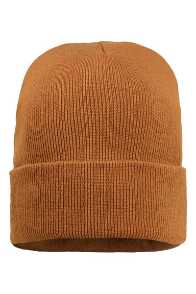 Sportsman Hats SP12SL Mens Sherpa Lined Cuffed Beanie Coyote Brown Flat Front