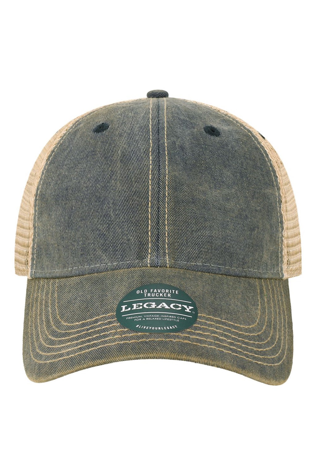 Legacy Hats OFAY Youth Old Favorite Snapback Trucker Hat Navy Blue/Khaki Flat Front