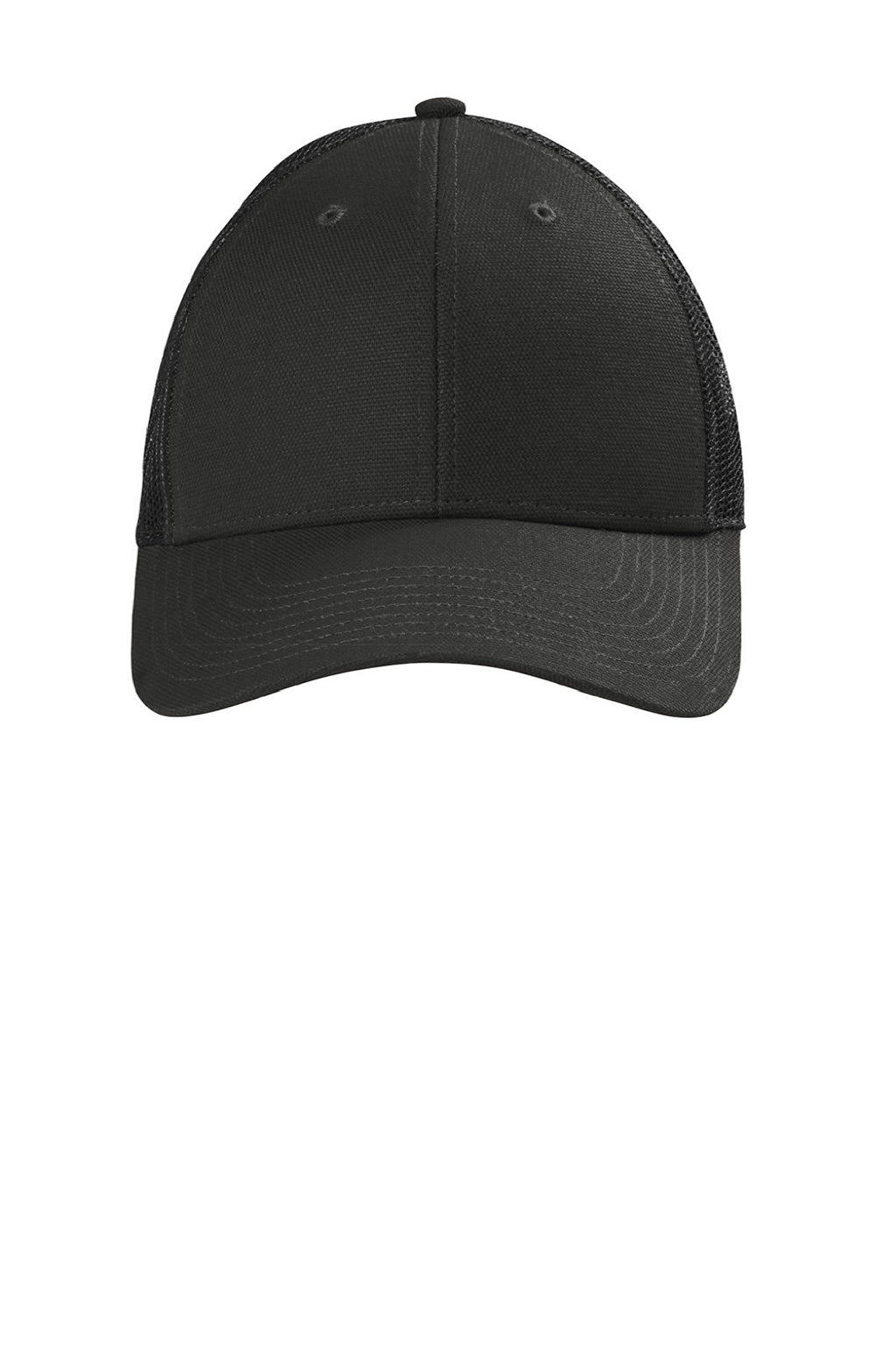 CornerStone Hats CS811 Mens Moisture Wicking Canvas Mesh Back Adjustable Hat Black Flat Front