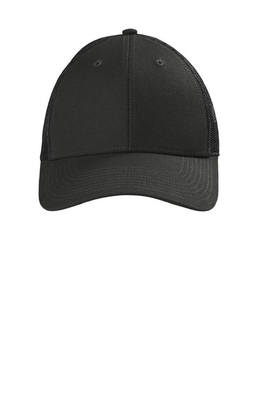 CornerStone Hats CS811 Mens Moisture Wicking Canvas Mesh Back Adjustable Hat Black Flat Front
