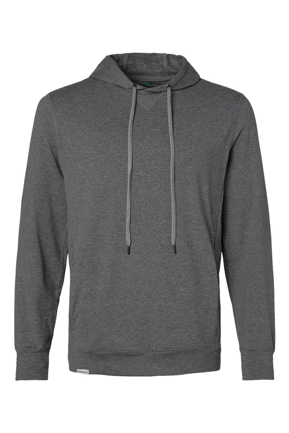 Holloway 222598 Mens Eco Revive Ventura Moisture Wicking Hooded Sweatshirt Hoodie Heather Carbon Grey Flat Front