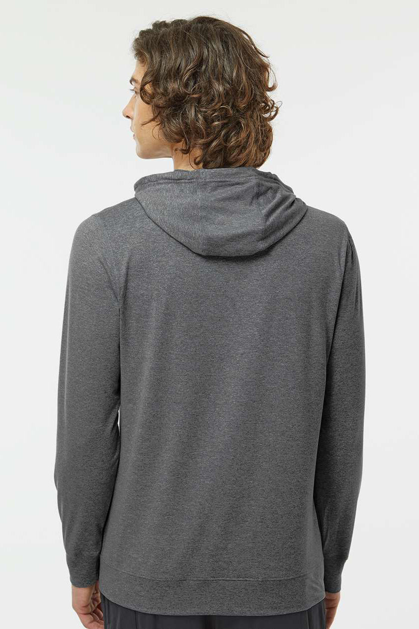 Holloway 222598 Mens Eco Revive Ventura Moisture Wicking Hooded Sweatshirt Hoodie Heather Carbon Grey Model Back