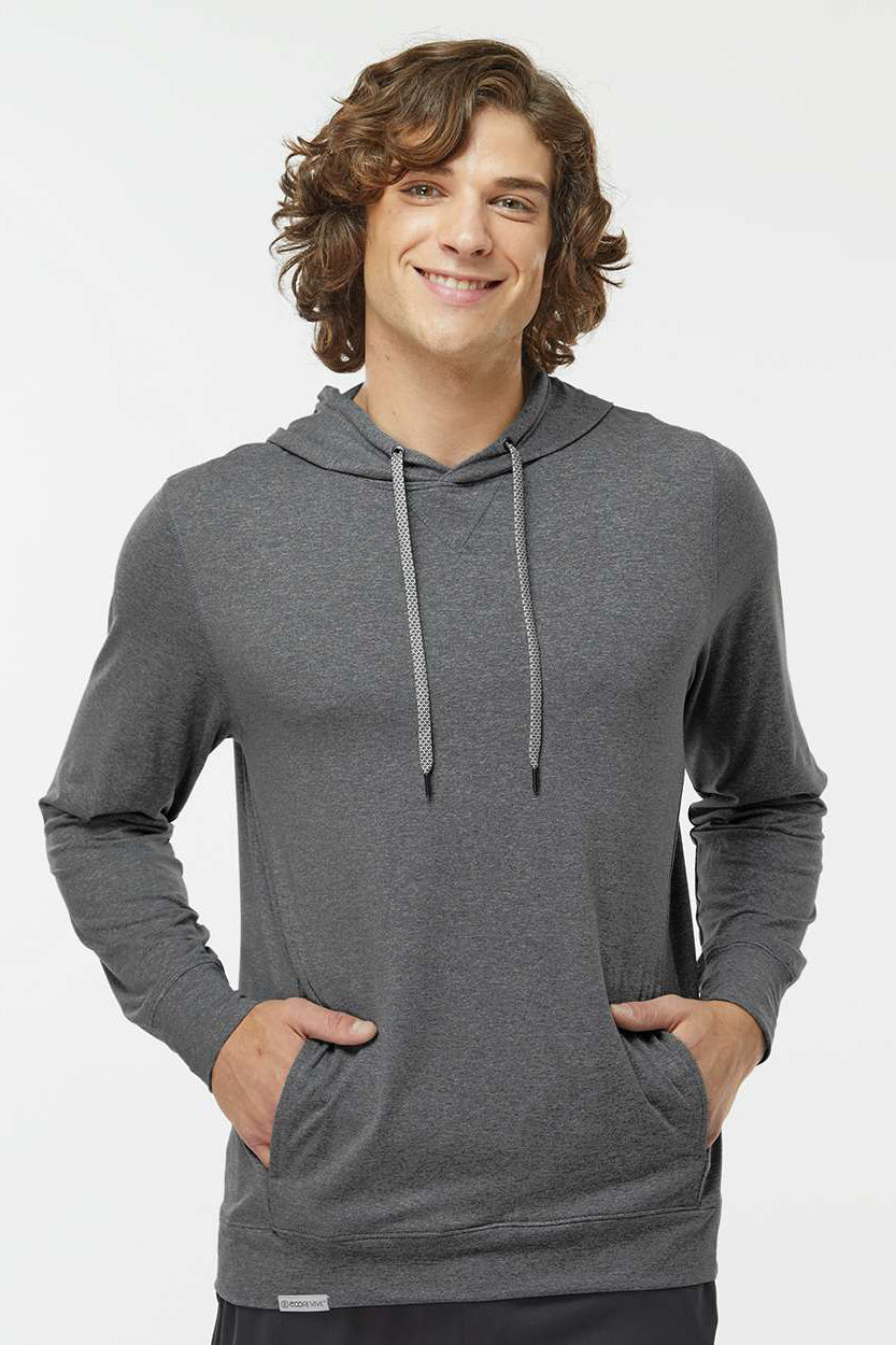 Holloway 222598 Mens Eco Revive Ventura Moisture Wicking Hooded Sweatshirt Hoodie Heather Carbon Grey Model Front