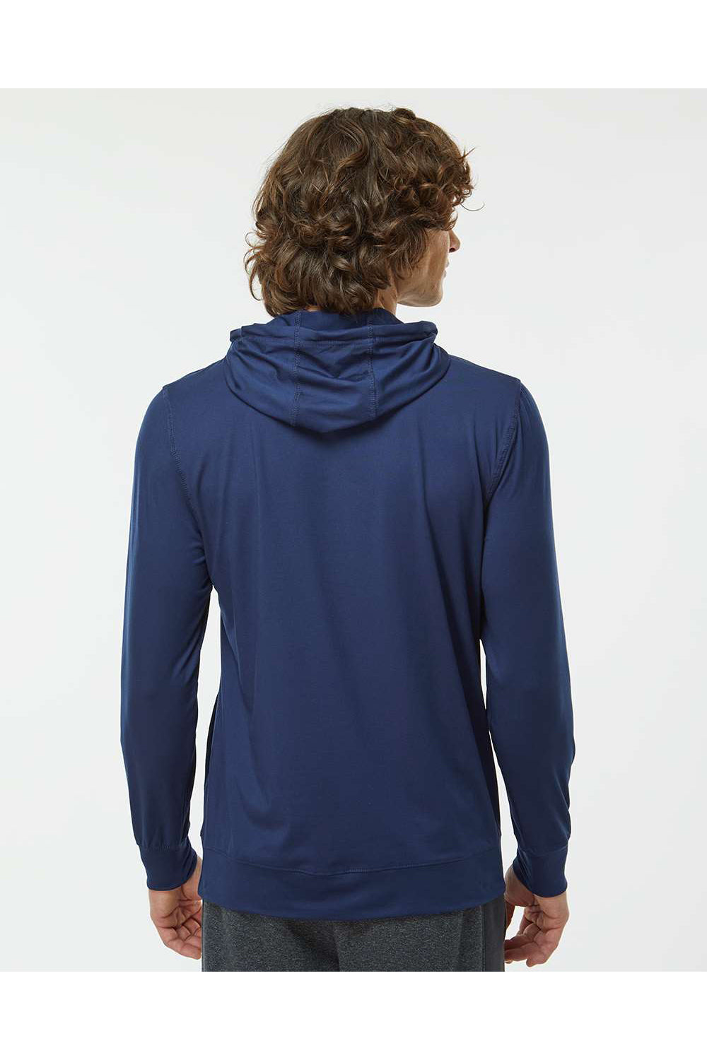 Holloway 222598 Mens Eco Revive Ventura Hooded Sweatshirt Hoodie Navy Blue Model Back