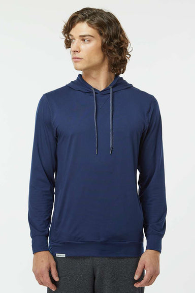 Holloway 222598 Mens Eco Revive Ventura Moisture Wicking Hooded Sweatshirt Hoodie Navy Blue Model Front
