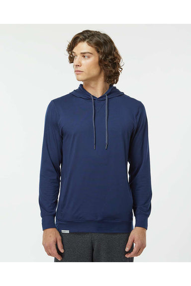 Holloway 222598 Mens Eco Revive Ventura Hooded Sweatshirt Hoodie Navy Blue Model Front