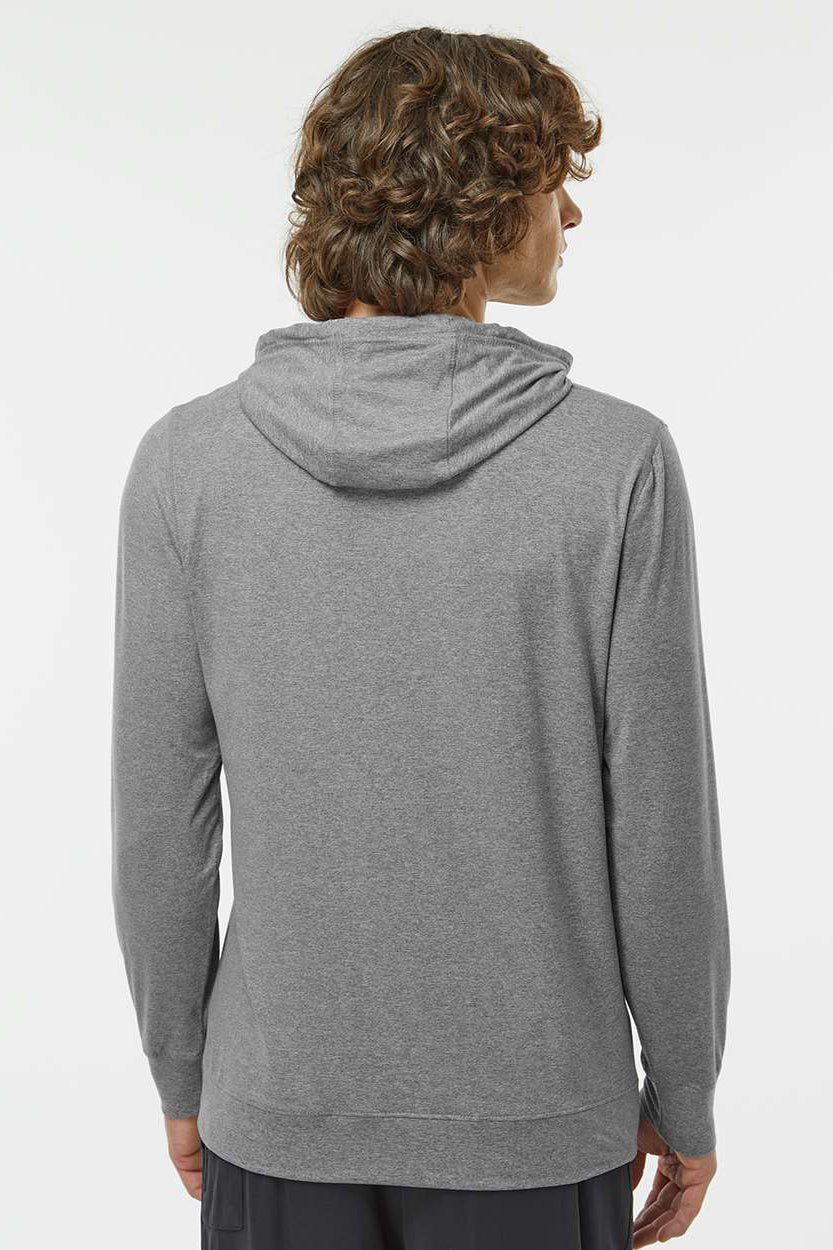 Holloway 222598 Mens Eco Revive Ventura Moisture Wicking Hooded Sweatshirt Hoodie Heather Grey Model Back