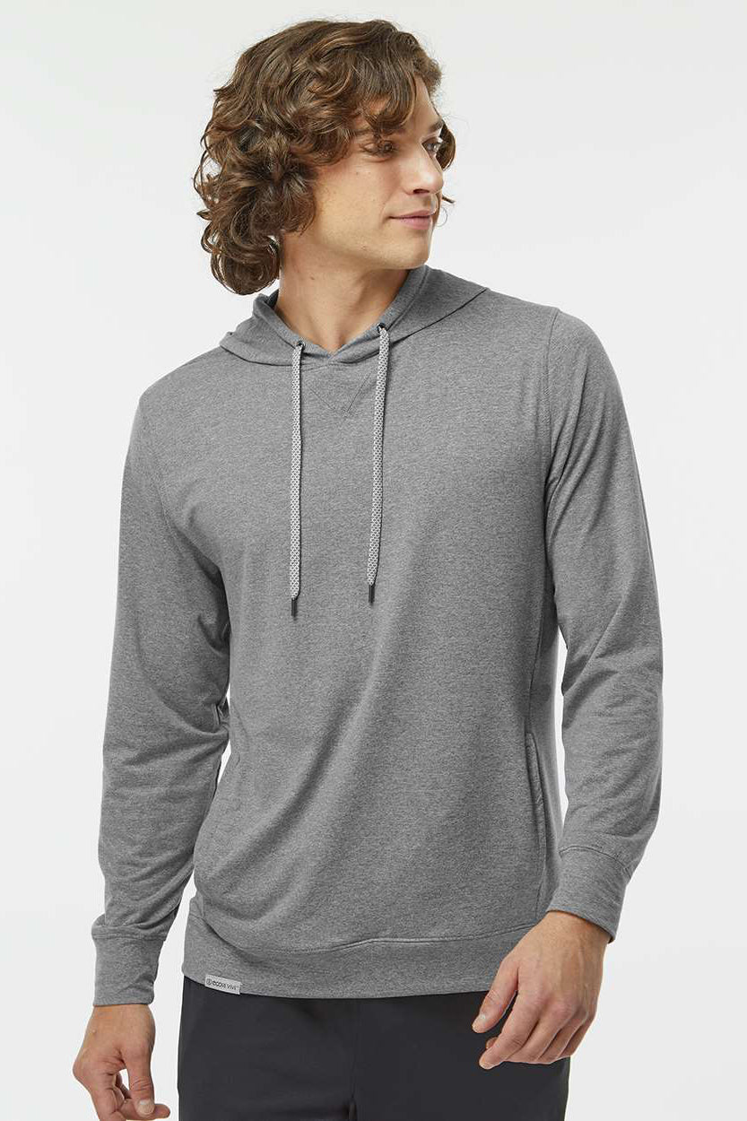 Holloway 222598 Mens Eco Revive Ventura Moisture Wicking Hooded Sweatshirt Hoodie Heather Grey Model Front