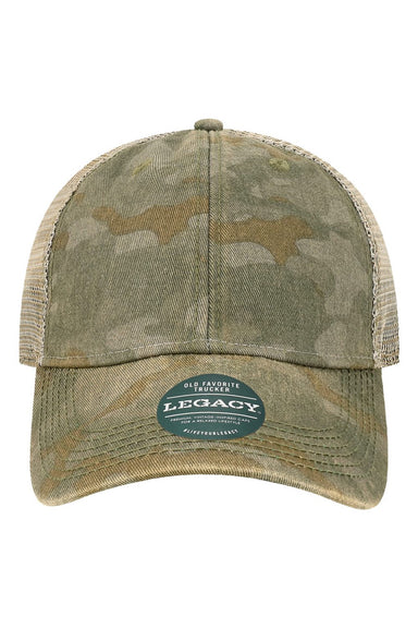 Legacy Hats OFA Mens Old Favorite Snapback Trucker Hat Green Field Camo/Java Flat Front