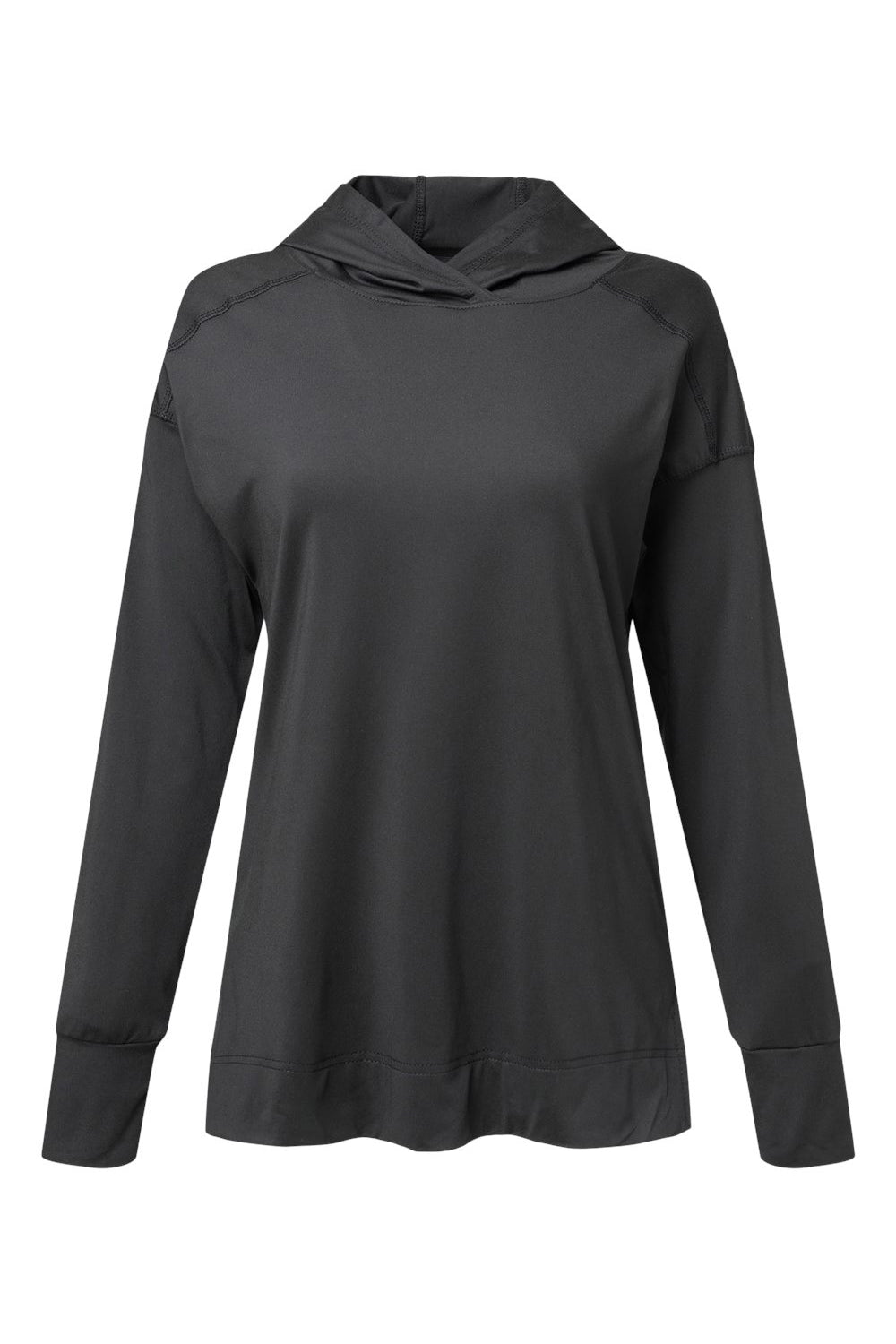 Holloway 222798 Womens Eco Revive Ventura Moisture Wicking Hooded Sweatshirt Hoodie w/ Pockets Black Flat Front