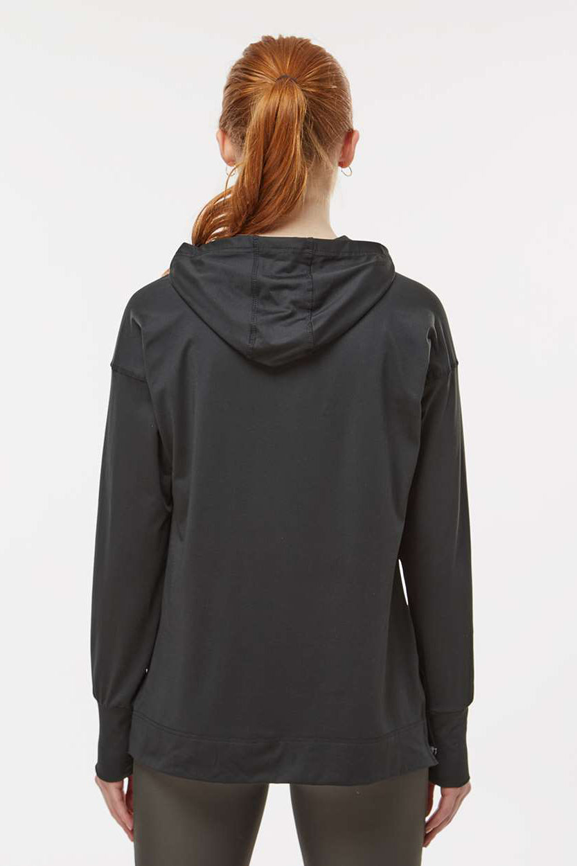 Holloway 222798 Womens Eco Revive Ventura Moisture Wicking Hooded Sweatshirt Hoodie w/ Pockets Black Model Back
