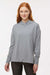 Holloway 222798 Womens Eco Revive Ventura Moisture Wicking Hooded Sweatshirt Hoodie w/ Pockets Heather Grey Model Front