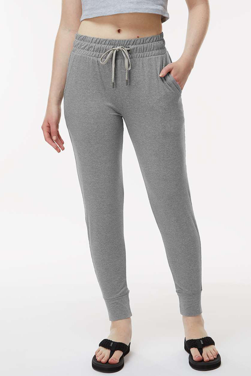 Holloway 222799 Womens Eco Revive Ventura Moisture Wicking Jogger Sweatpants w/ Pockets Heather Grey Model Front