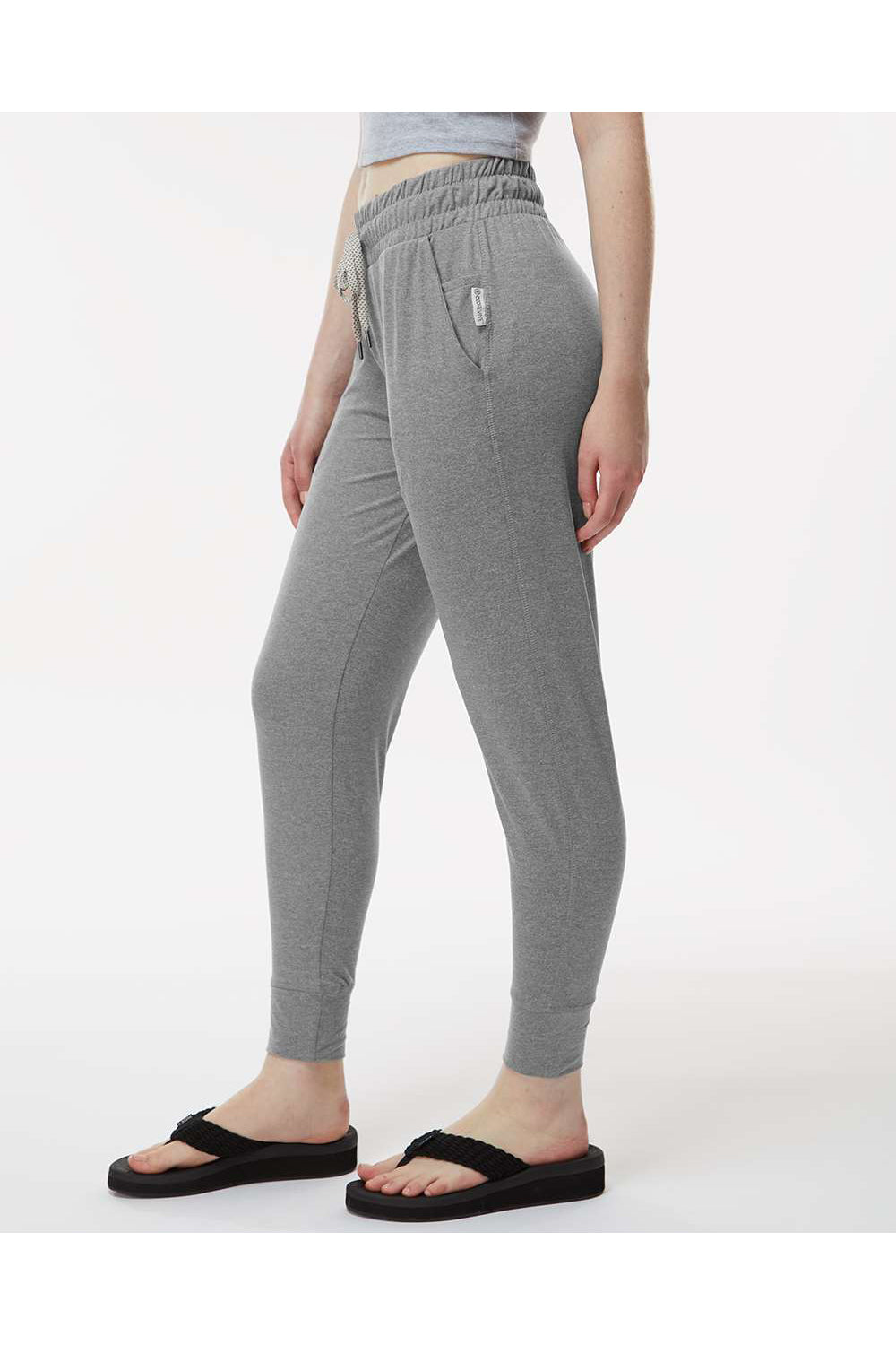 Holloway 222799 Womens Eco Revive Ventura Jogger Sweatpants w/ Pockets Heather Grey Model Side